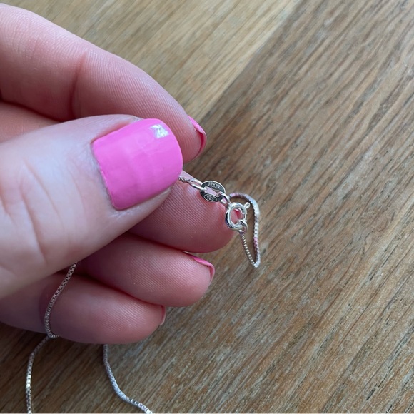 NWT Solid 925 Sterling Silver Diamond Cut Box Chain Necklace - Picture 3 of 4